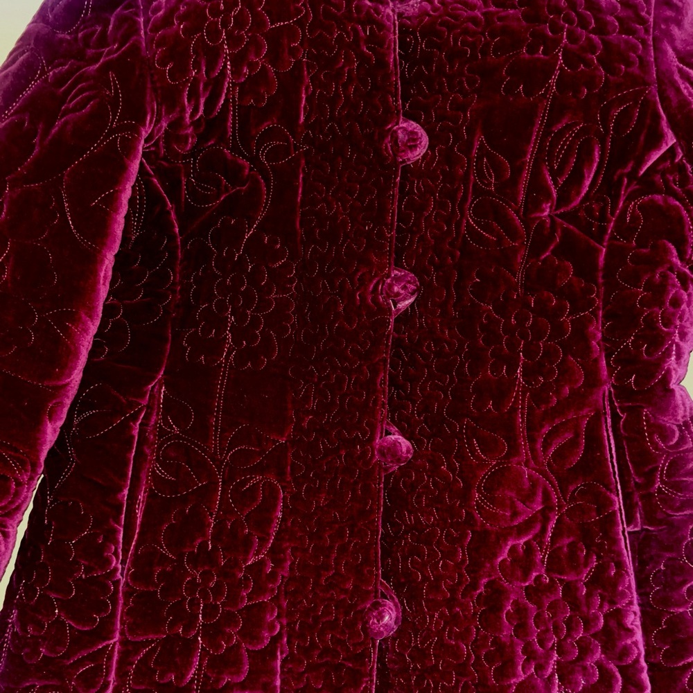 Vintage Velvet Burgundy Jacket with Embroidery - Picture 3 of 12